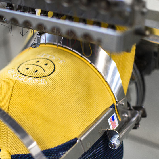 Hat being embroidered