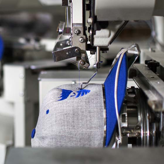 Hat being embroidered