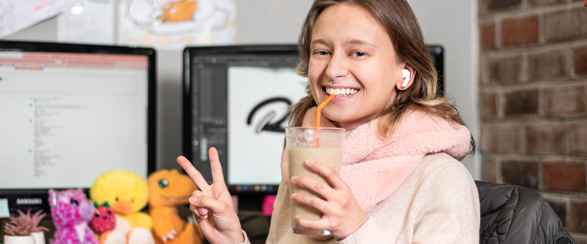 Artist at her desk