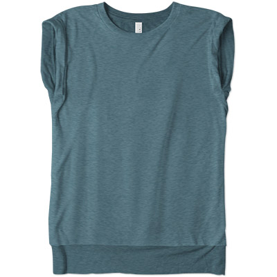 Ladies Flowy Rolled Cuff Muscle Tee