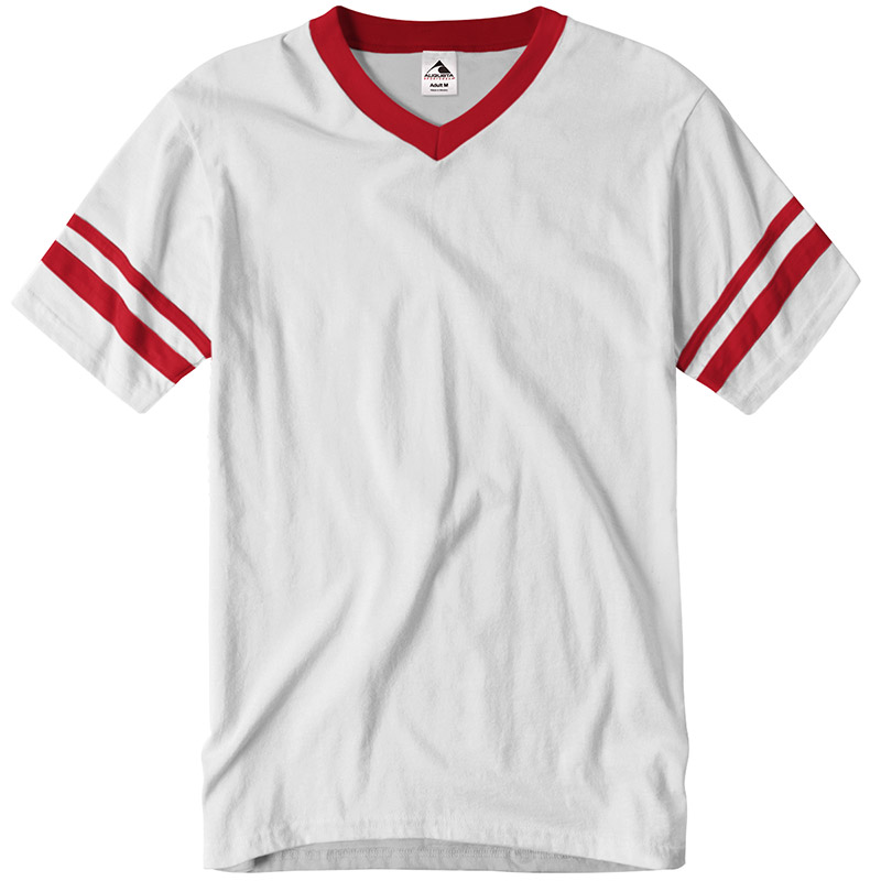 Augusta Sportswear Stripe Jersey Tee - White/Red