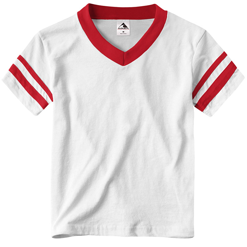 Augusta Sportswear Youth Stripe Jersey Tee - White/Red