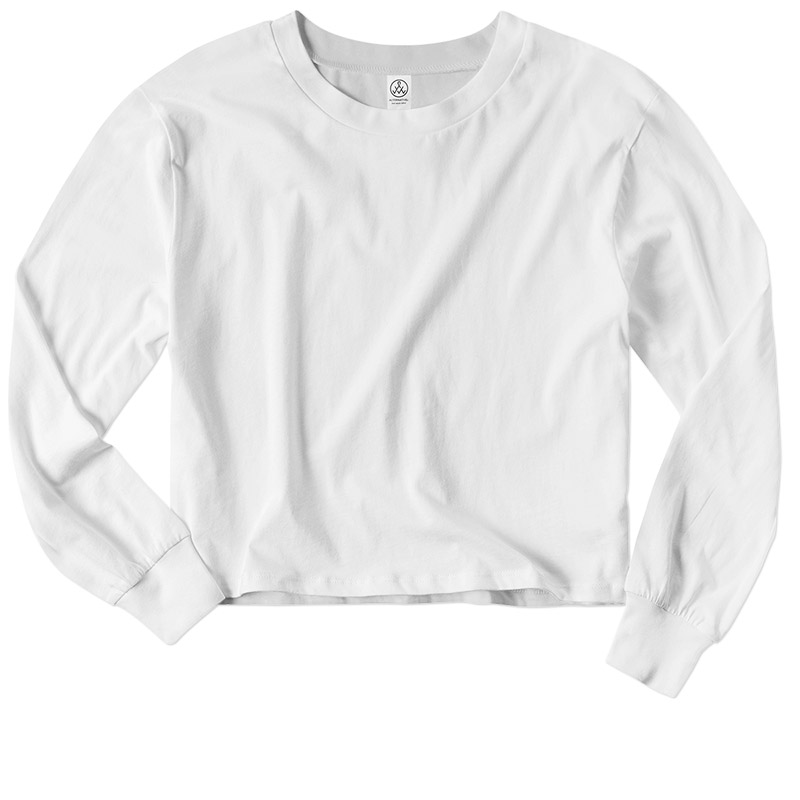 Alternative Apparel Ladies Longsleeve Crop Tee - White