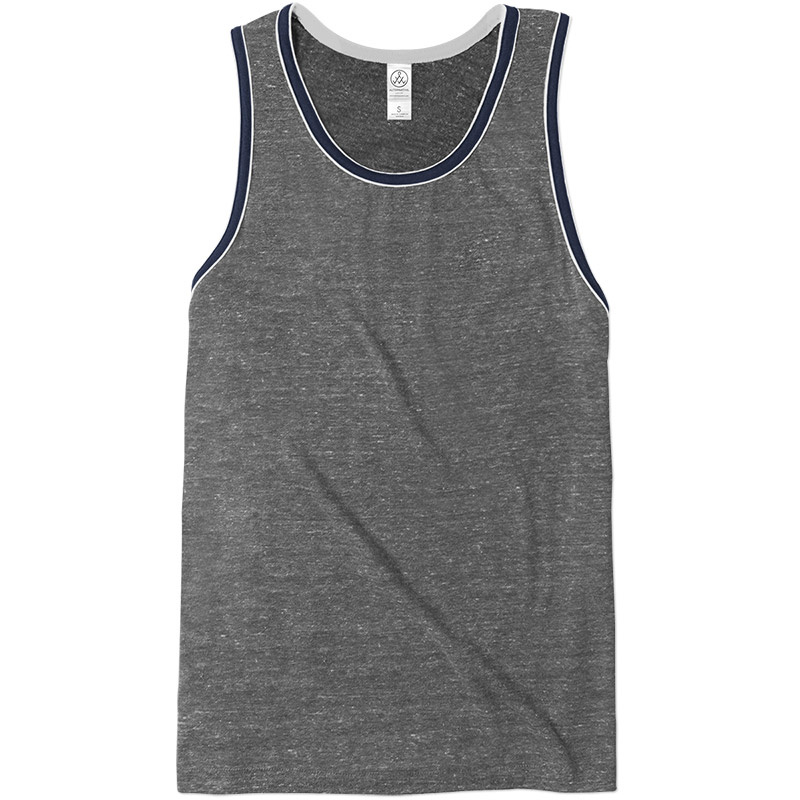 Alternative Apparel Eco Double Ringer Tank - Eco Grey/Eco True Navy