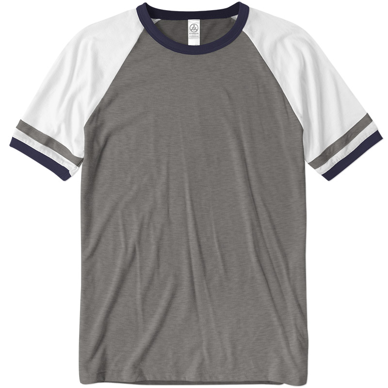 Alternative Apparel Vintage 50/50 Raglan Tee - Vintage Coal/White/Navy