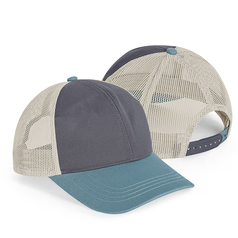 Authentic Pigment Tri-Color Trucker Cap - Smoke/Bluegrass/Khaki