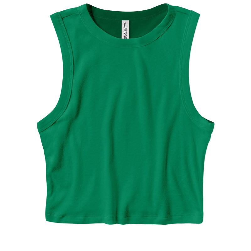 Bella Ladies Micro Rib Muscle Crop Tank - Solid Kelly Blend