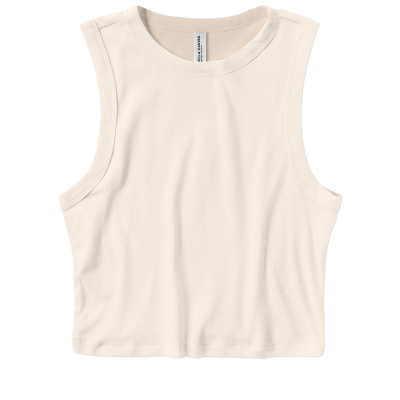 Bella Ladies Micro Rib Muscle Crop Tank - Solid Natural Blend