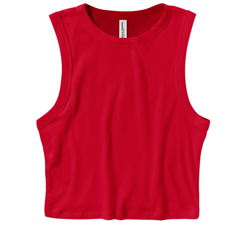 Bella Ladies Micro Rib Muscle Crop Tank - Solid Red Blend