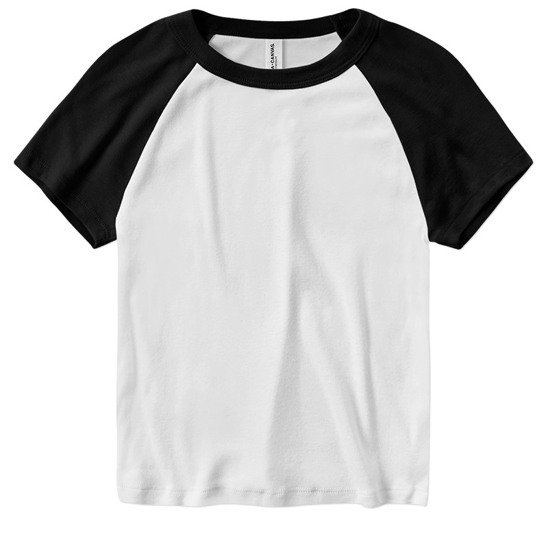 Bella Ladies Micro Rib Raglan Baby Tee - White/Black