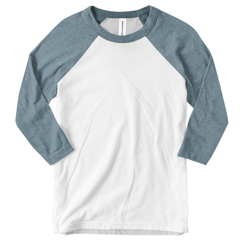 Bella Youth Raglan Baseball Tee - White/Denim