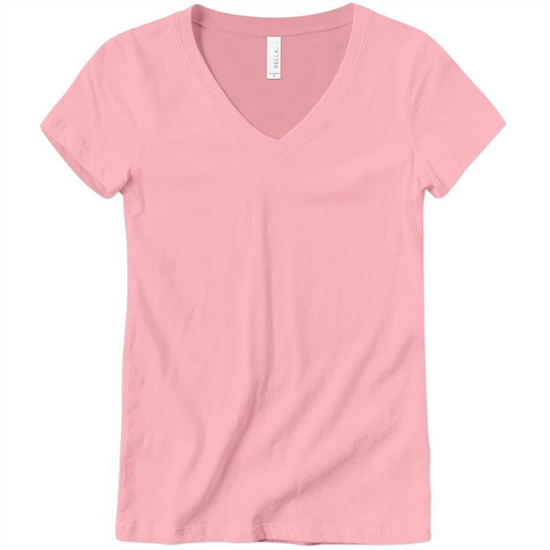 Bella Ladies Short Sleeve V-Neck Tee - Pink