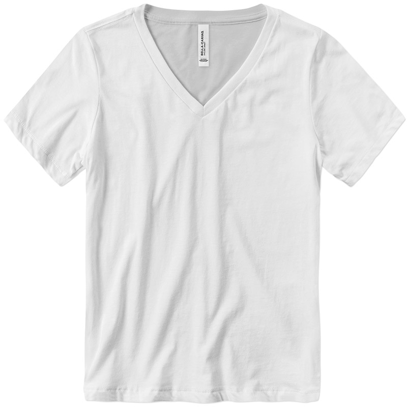Bella Ladies Relaxed Jersey V-Neck Tee - White