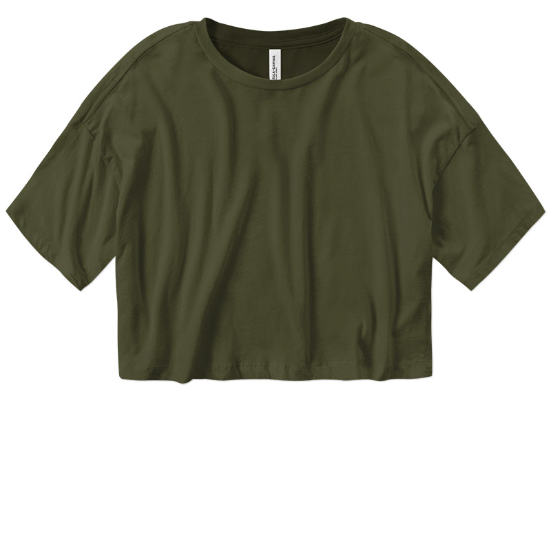 Bella Ladies Jersey Crop Tee - Military Green