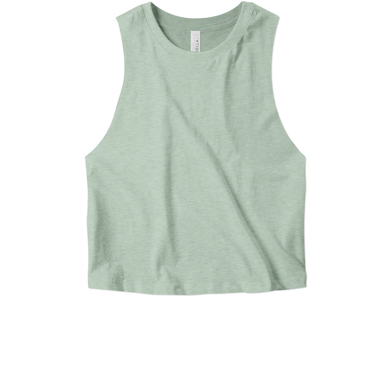 Bella Racerback Cropped Tank - Heather Dusty Blue