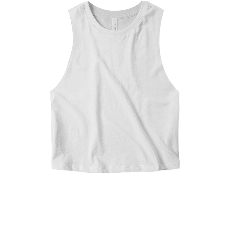 Bella Racerback Cropped Tank - Solid White Blend