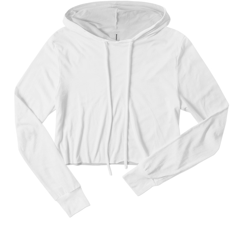 Bella Ladies Triblend Cropped Hooded Tee - Solid White Blend