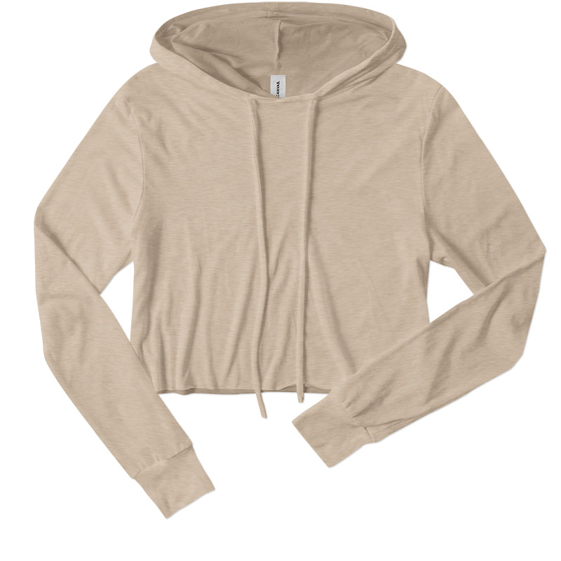 Bella Ladies Triblend Cropped Hooded Tee - Tan Triblend