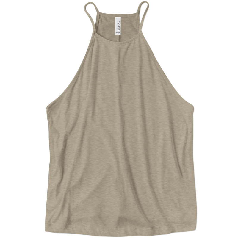 Bella Ladies Flowy High Neck Tank - Heather Stone