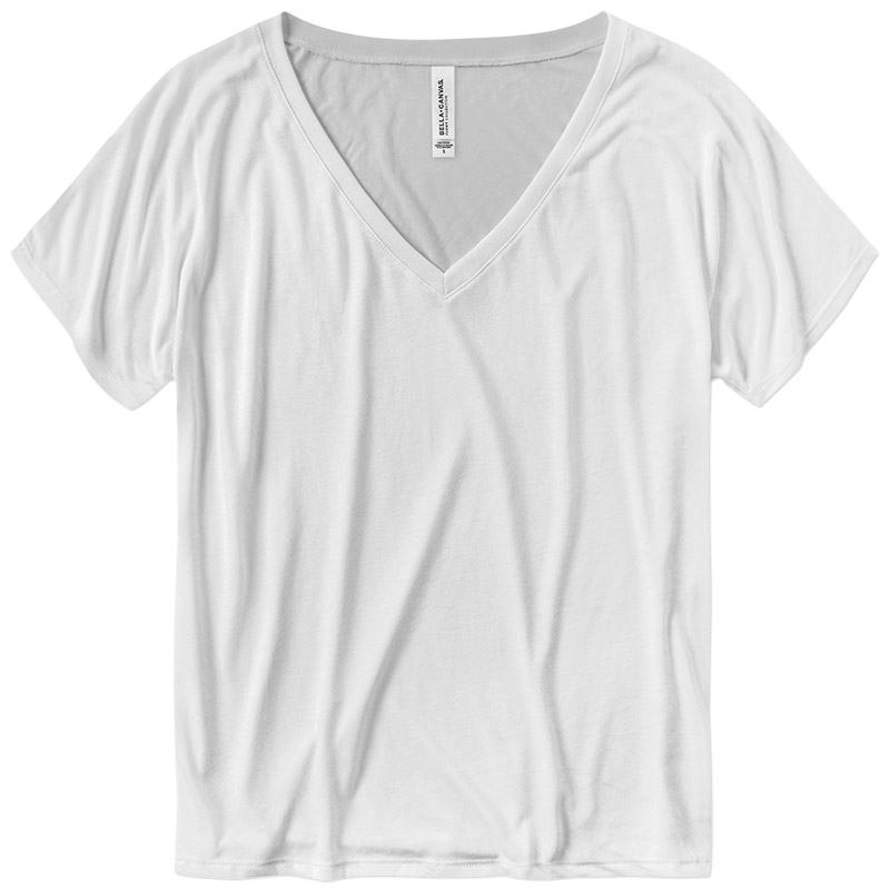 Bella Ladies Slouchy V-Neck Tee - White