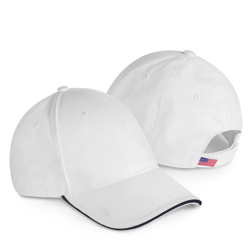 Bayside Structured Twill Cap - White/Navy