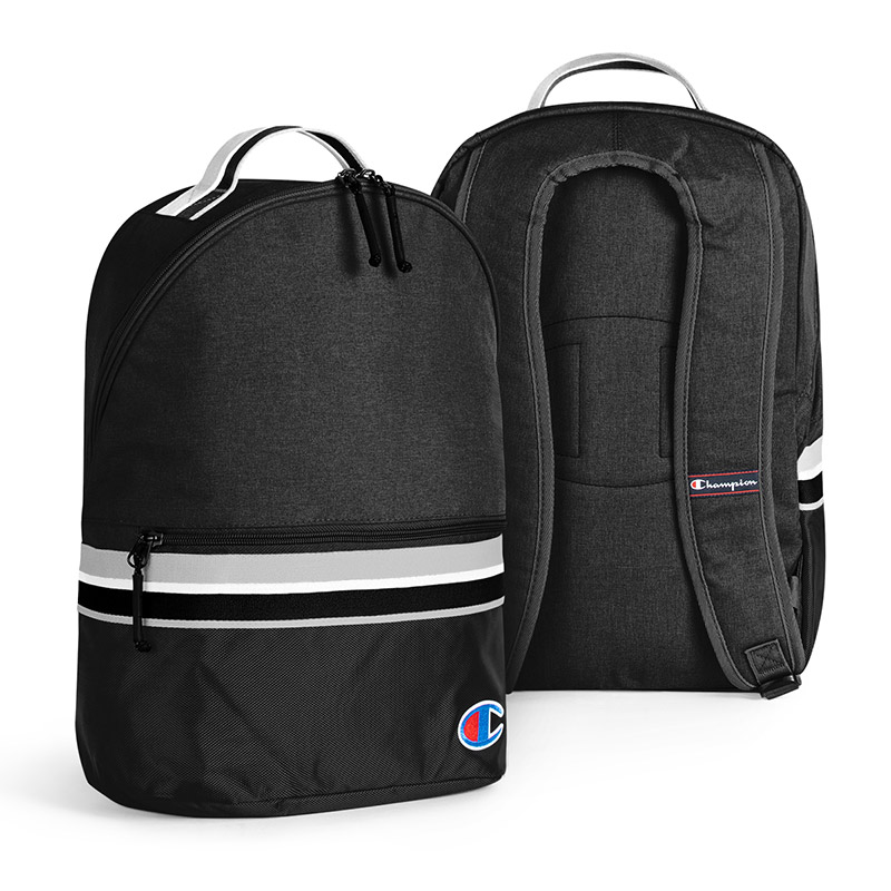 Champion Striped Backpack - Black/Black