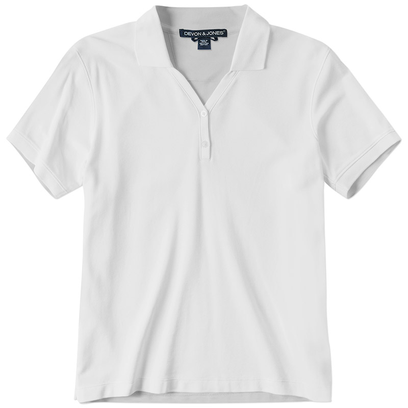 Devon and Jones Ladies Pima Pique Polo - White