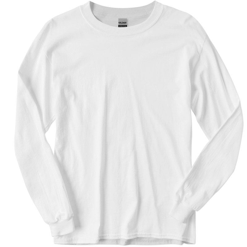 gildan long sleeve white t shirt