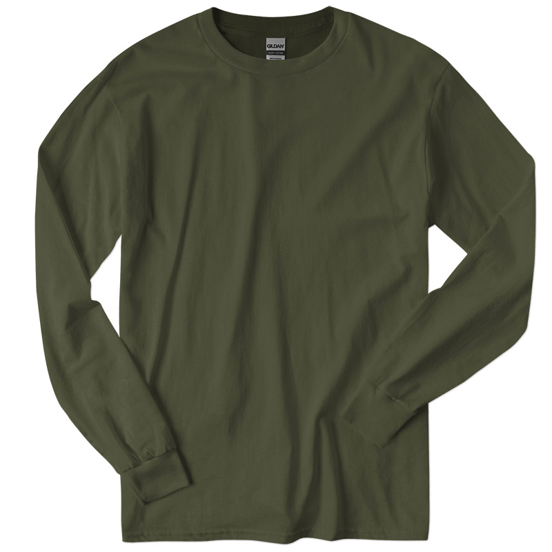 Gildan Longsleeve Cotton Tee - Military Green
