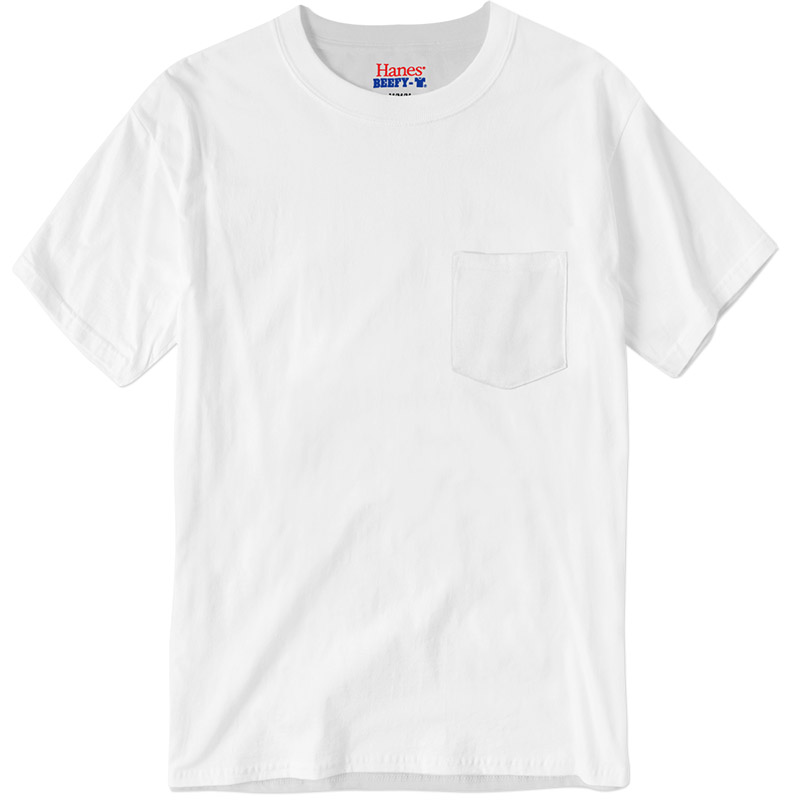 Hanes Beefy-T with Pocket - White