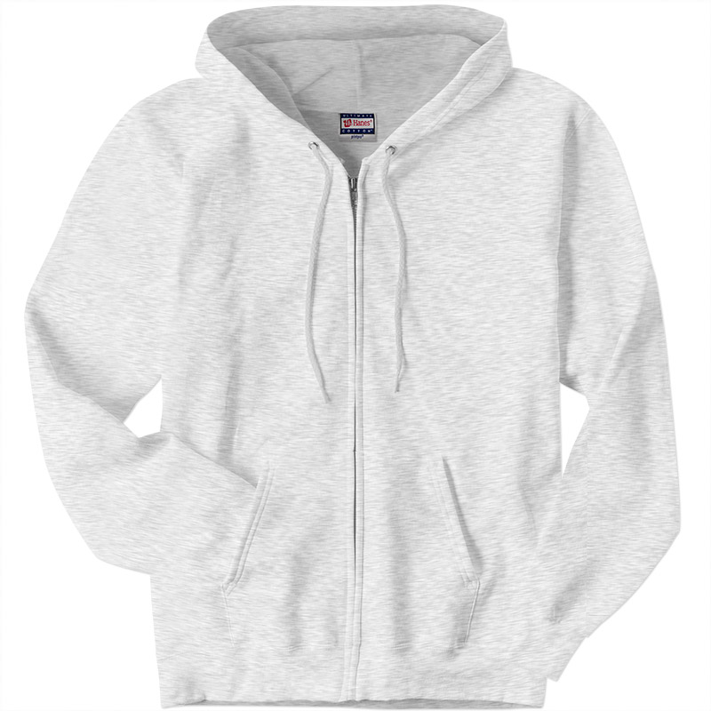 Hanes Ultimate Cotton Full-Zip Hooded Sweatshirt - Ash