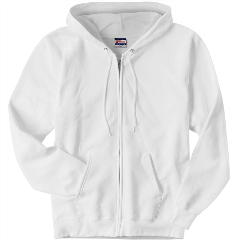 Hanes Ultimate Cotton Full-Zip Hooded Sweatshirt - White