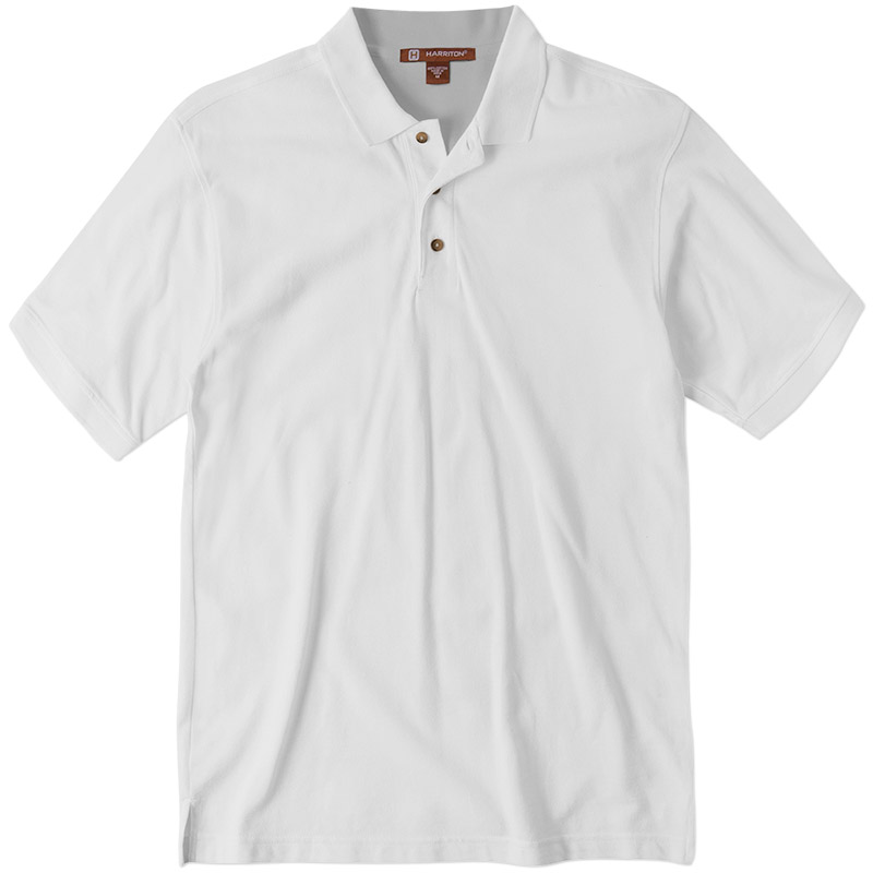 Harriton Cotton Pique Polo - White