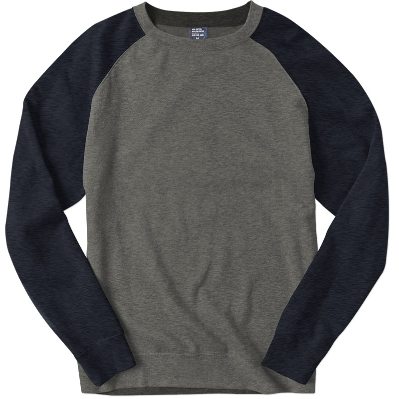 Independent Trading Fitted Raglan Crewneck - Gunmetal Heather/Navy Heather