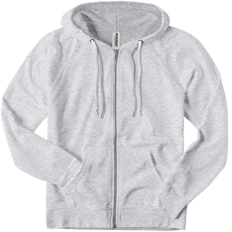 Independent Trading Lightweight Zip Up Hoodie - Athletic Heather
