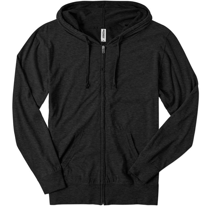 Independent Trading Lightweight Jersey Hooded Zip - Charcoal Heather
