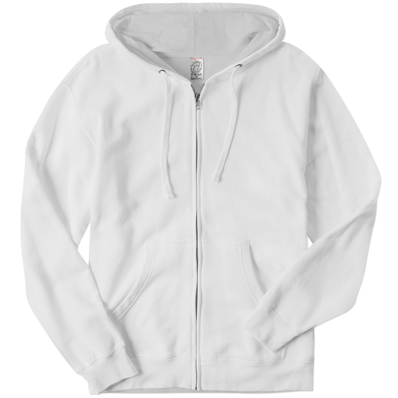 Independent Trading Midweight  Zip Up Hoodie - White