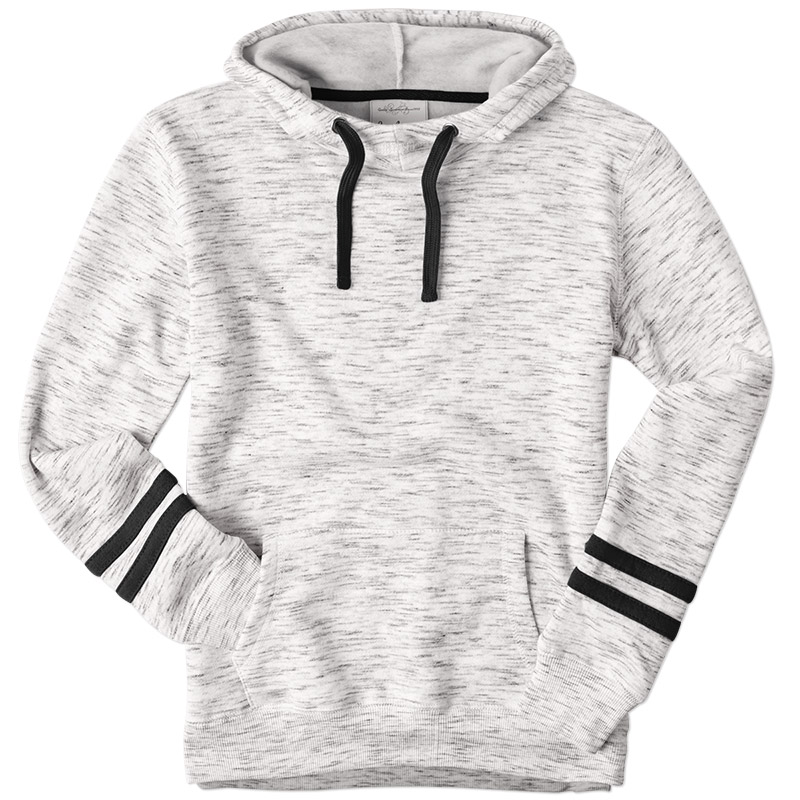 J America Ladies Striped Hooded Pullover - White/Black