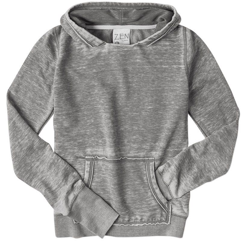 J America Ladies Fleece Hooded Sweatshirt - Cement