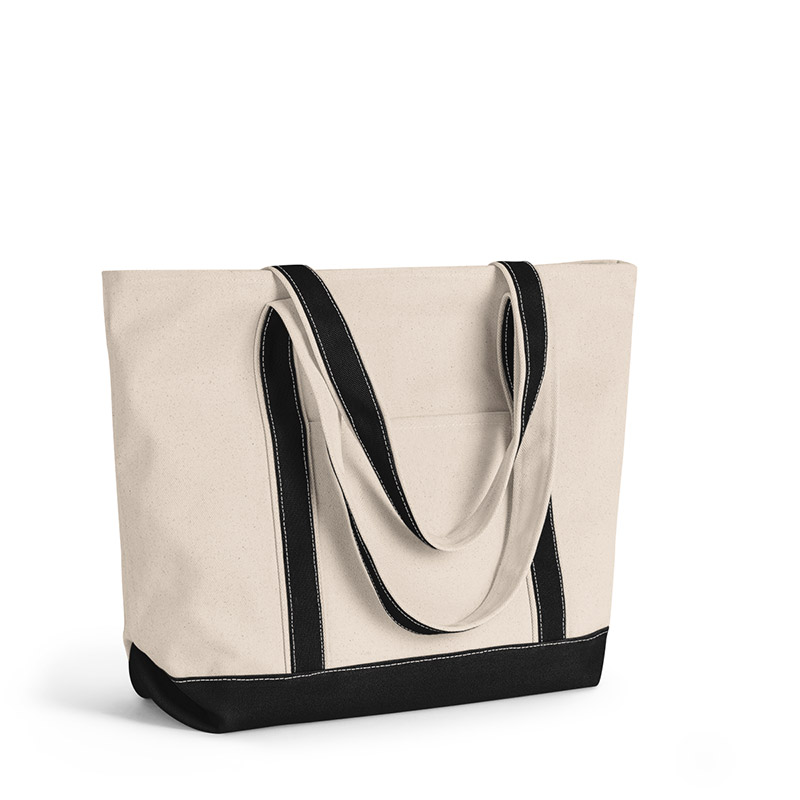 PERSONALIZED CANVAS TOTE WITH OUTER POCKETS