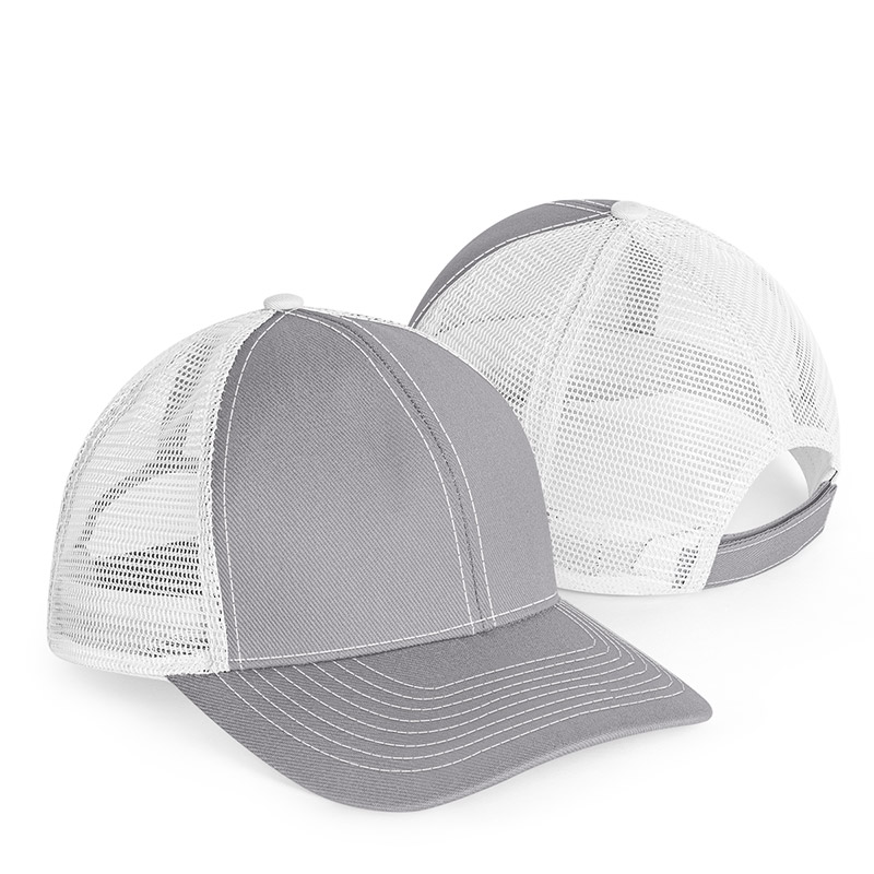 Mega Cap Twill-Front Trucker Cap - Light Grey/White