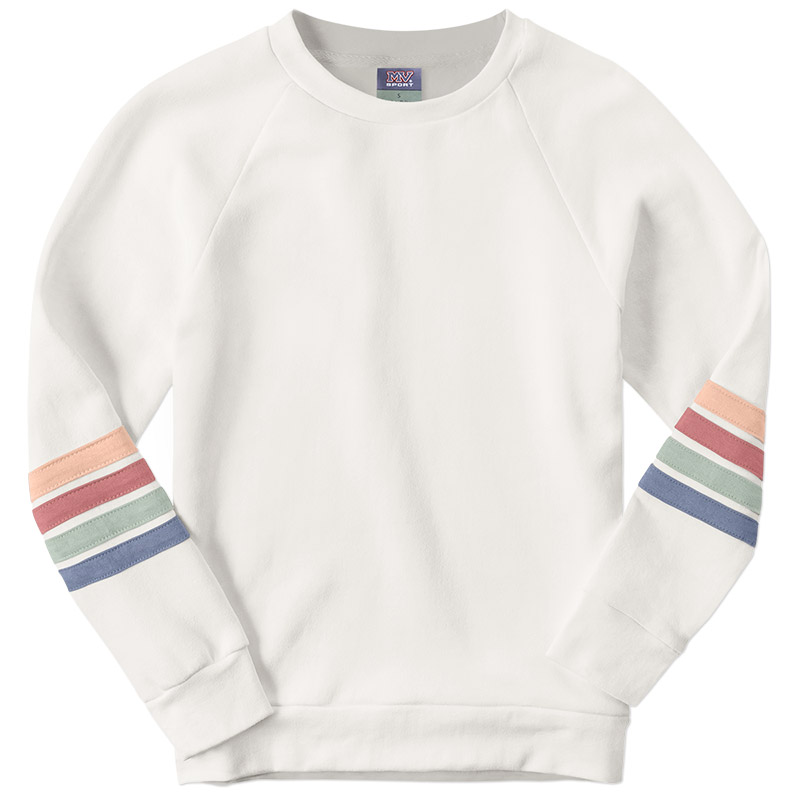 MV Sport Ladies Striped Sleeve Sweatshirt - Ivory