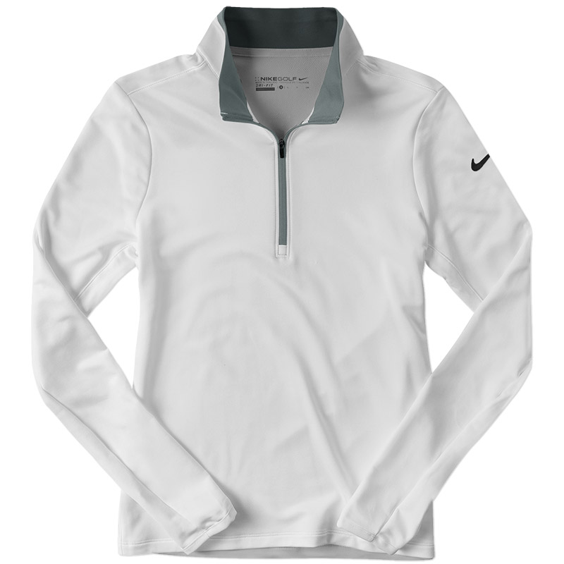 Nike Ladies Dri-FIT Half Zip Longsleeve - White/Dark Grey