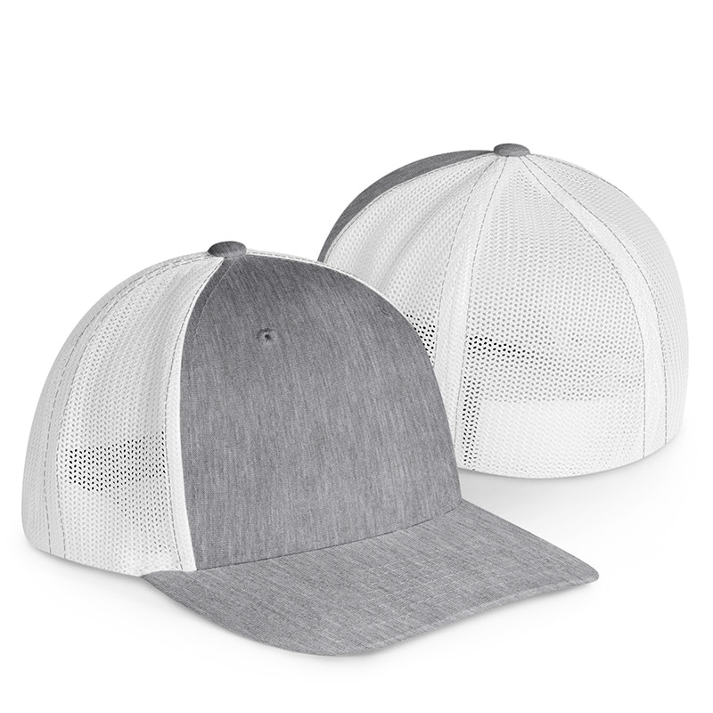 Richardson Fitted Trucker Hat - Heather Grey/White