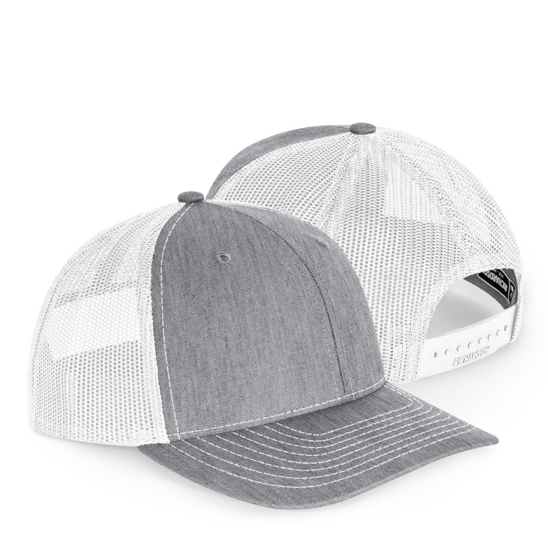 Richardson Youth Trucker Snapback Cap - Heather Grey/White