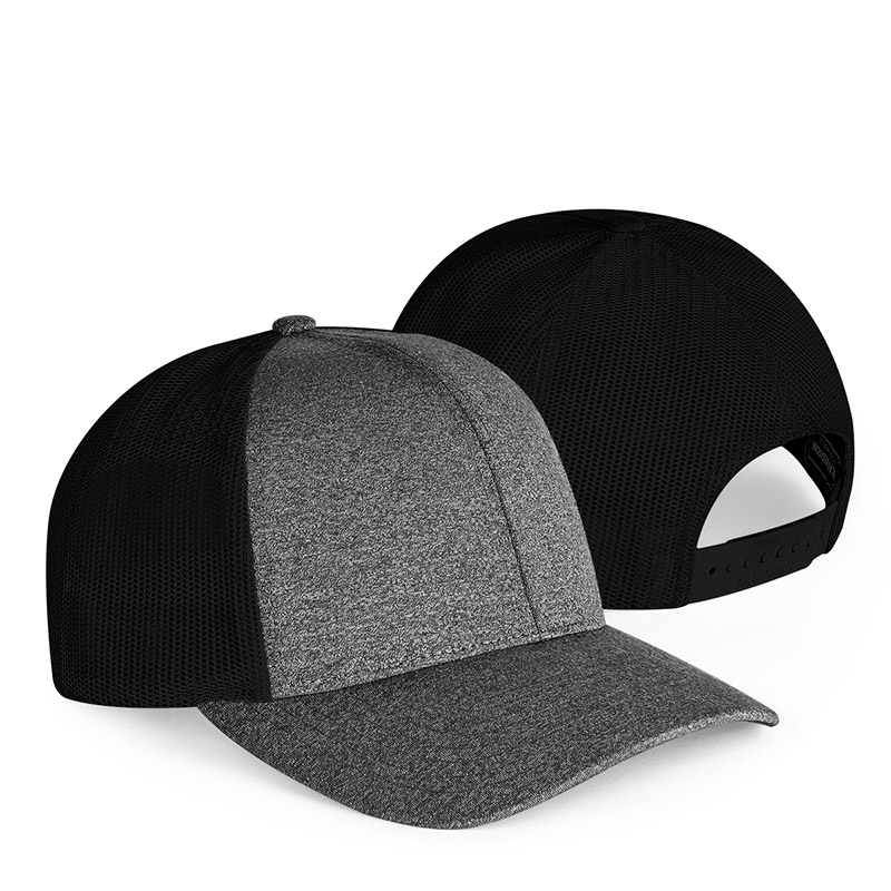 Richardson Heather Trucker Cap - Black Heather/Black