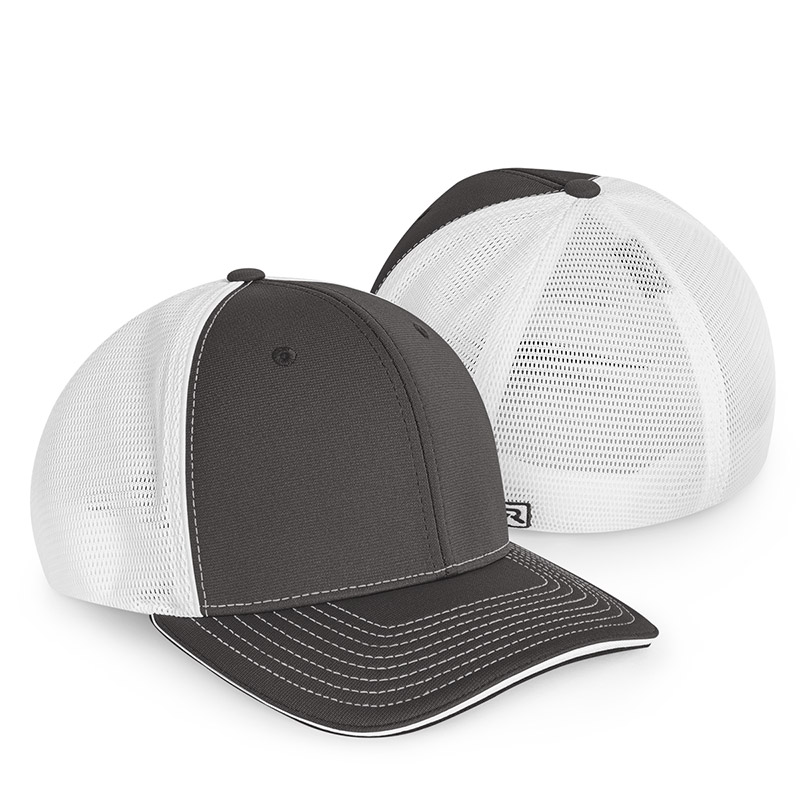 Richardson Fitted Pulse Sportmesh Cap - Charcoal/White