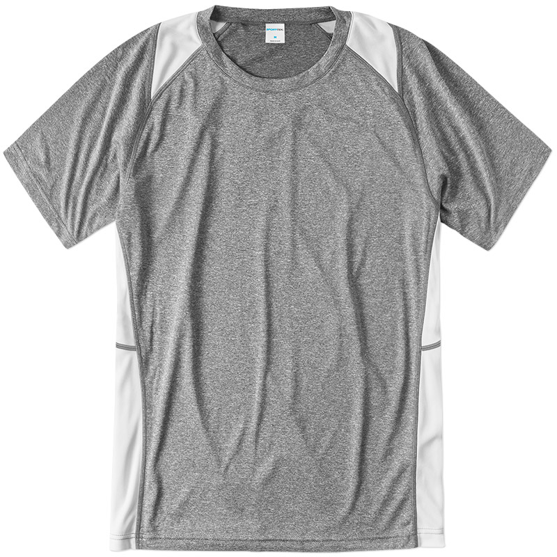 Sport Tek Colorblock Heather Performance Tee - Vintage Heather/White