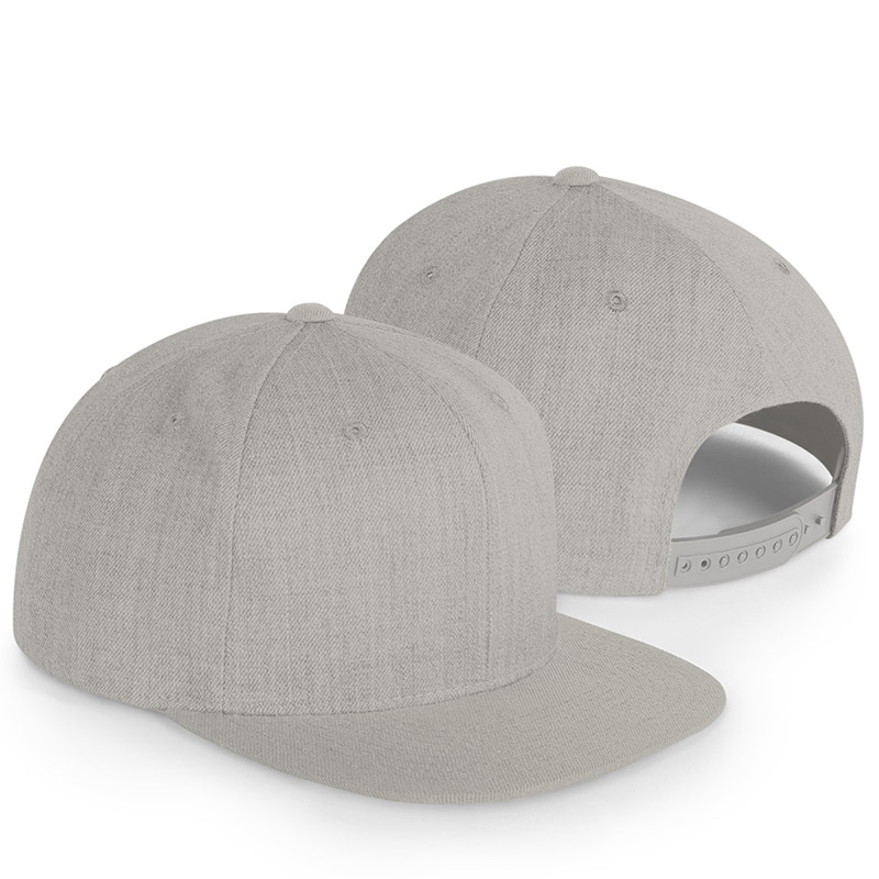 Yupoong Classic Flat Bill Snapback - Heather Grey